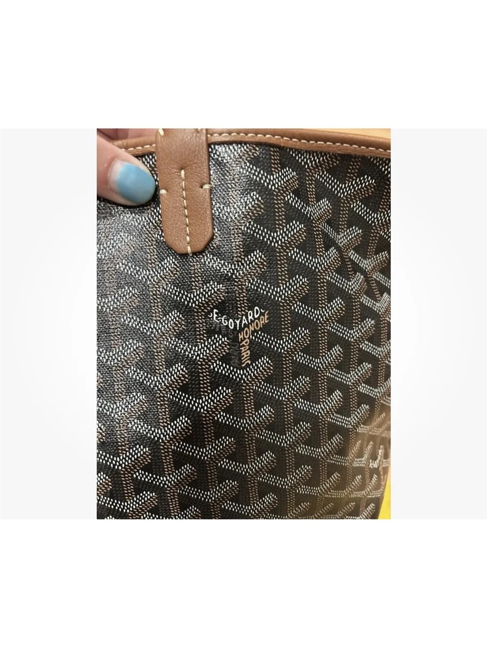 Goyard Black Patterned Artois Tote with Tan Leather Trim